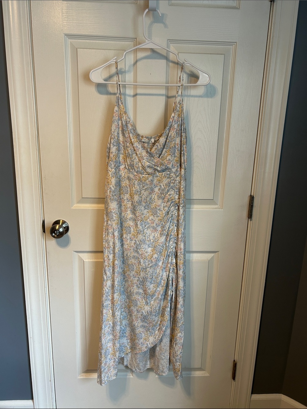 Final Touch Pale Blue & Yellow Floral Midi Dress